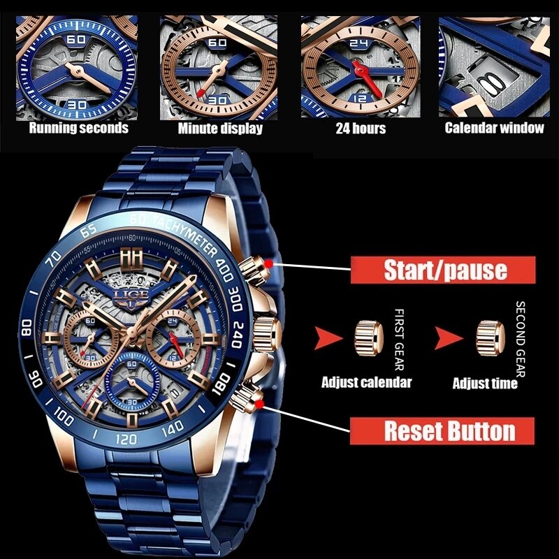 LIGE-Relógio de pulso de quart - Luxury Watch Magazine avaliação e preço